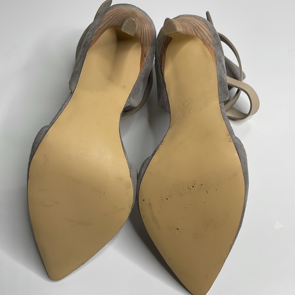 Joe’s Grey Suede Stacked Heel Tan Ankle Strap Pumps Heels Size 7.5 - Picture 11 of 13